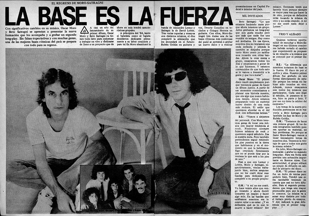 El regreso de MoroSatragni: la base es la fuerza - Con significativos cambios en su música, Oscar Moro y Beto Satragni se aprestan a presentar la nueva formación que los acompaña y a grabar un segundo longplay. Sin falsas expectativas y con muchas ganas, una de las mejores bases rítmicas del país se prepara con todo para su regreso. 4ce23d06 3447 4571 99bd ace1689efa8a