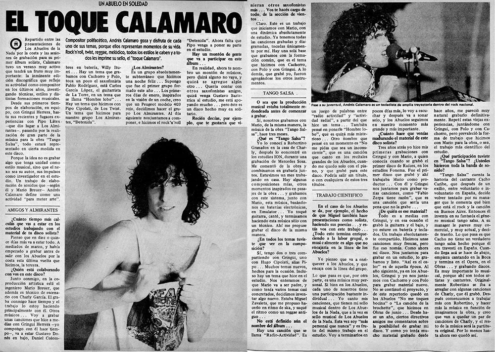 Un abuelo en soledad: el toque Calamaro - Compositor polifacético, Andrés Calamaro goza y disfruta de cada uno de sus temas, porque ellos representan momentos de su vida. Rock'n'roll, twist, reggae, melódico, todos los estilos le caben y a todos les imprime su sello, el 'toque Calamaro'. aacc8568 e378 4fec 8588 1ffd424bad44